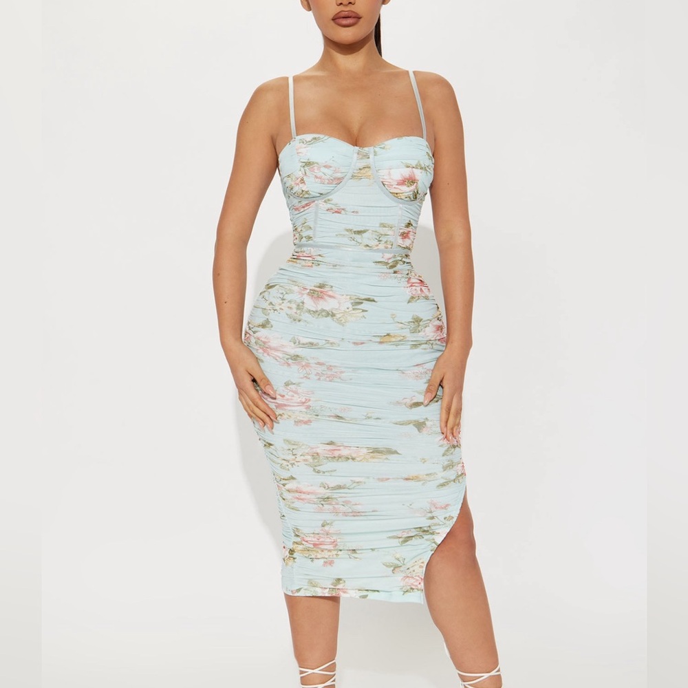 Inceptive Flower Mesh Mini Dress - Mint